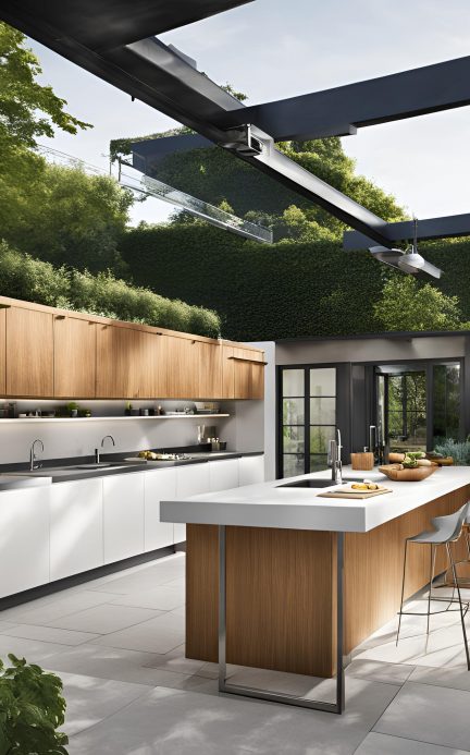 cucina moderna in giardino